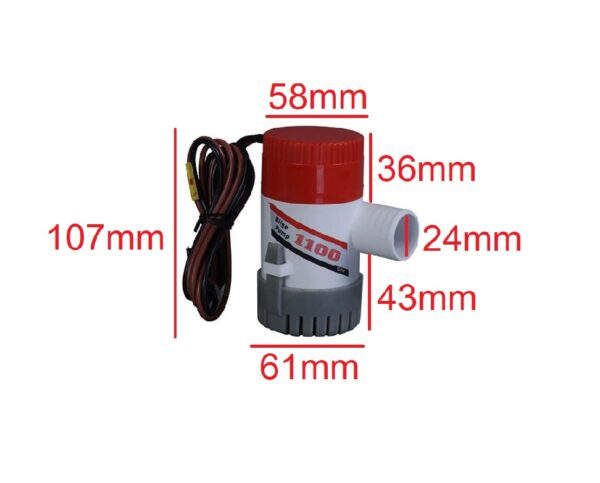 Bomba 1100L/H 24vdc Sumergible Agua - Imagen 3