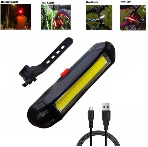 Luz LED Linterna de Bicicleta Delantera Trasera Recargable USB - Imagen 2