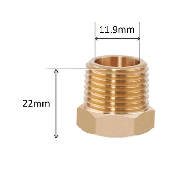 Bushing Reduccion 1/2″HE a 1/4″HI Bronce - Imagen 3