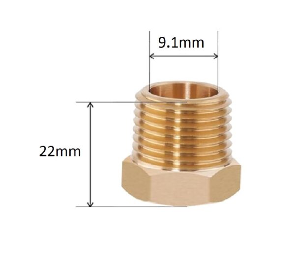 Bushing Reduccion 1/2″HE a 1/8″HI Bronce - Imagen 3